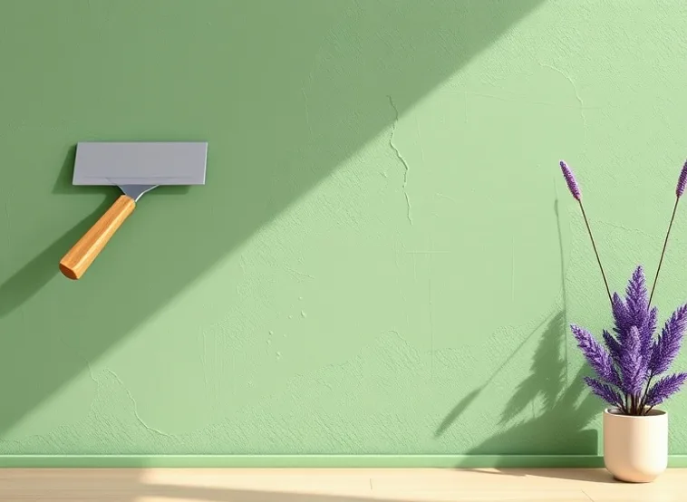 Application d'un enduit décoratif à la lisseuse sur un mur